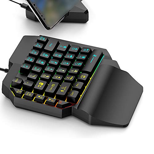 Bewinner Einhändige Gaming-Tastatur, RGB-beleuchtete 39 Tasten, Tragbare -Gaming-Tastatur, Computermechanische Gaming-Tastatur, Ergonomischer Gamecontroller für PC-Spiele von Bewinner