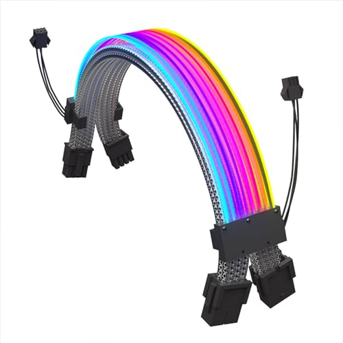 RGB-Stromverlängerungskabel-Set, ARGB-Motherboard-Netzteilkabel, 8-poliges ATX-Kabel, Synchronisiertes Netzteilkabel, Adressierbarer PC-RGB-Lichtstreifen für Netzteilkabel, von Bewinner