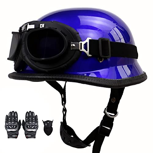 Erwachsen Sommer-Jet-Helm, Retro Jethelm Halbschale Helm mit Schutzbrille, ECE-Zulassung Mopedhelme für Herren und Damen, für Scooter, Cruiser, Chopper, Biker Moped (55~64CM) von Beyswage
