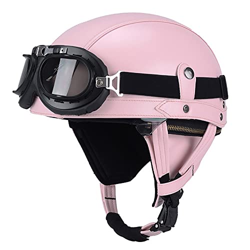 Retro Motorrad Halbhelme, Scooter Mofa-Helm mit Schutzbrille, mit Einstellbar Schnellverschluss-Gurt, DOT/ECE-Zugelassen fur Biker, Cruiser, Chopper -Helm, Unisexs (54~61CM) von Beyswage