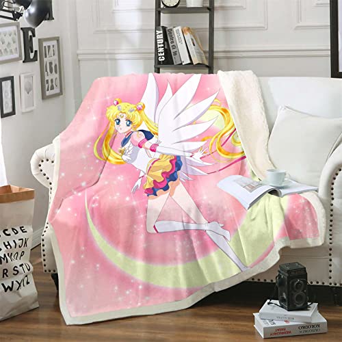 Bfrdollf Sailor Moon Kuscheldecke 150x200 Decke Mädchen Kinder Anime Weiche& Warme Fleecedecke Als Sofadecke Kuschel Wohndecken (2,100 X 140 cm) von Bfrdollf