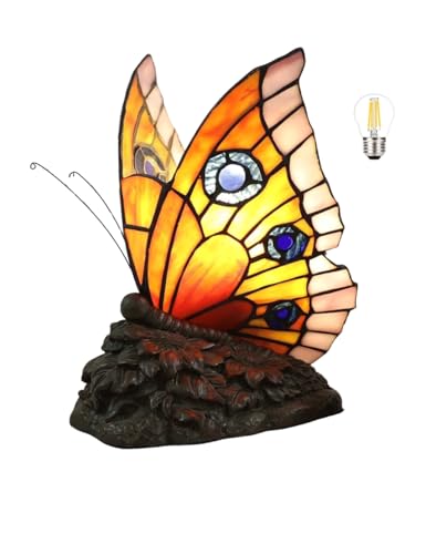 Tierische Tischlampe Im Tiffany-stil, Vintage-tischlampe, Handgefertigte Tischlampe Mit Buntglasschirm, Schlafzimmer-nachttischlampe, Arbeitszimmer-tischlampe, Büro-tischlampe(Color:Butterfly 2) von Bidesen