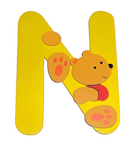 Bieco - Holzbuchstabe N, gelb, Bär-Design von Bieco
