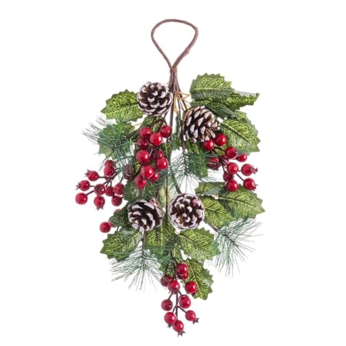 BigBuy Christmas Türhaken Weihnachten Rot Grün Natur Kunststoff 43 cm von BigBuy Christmas