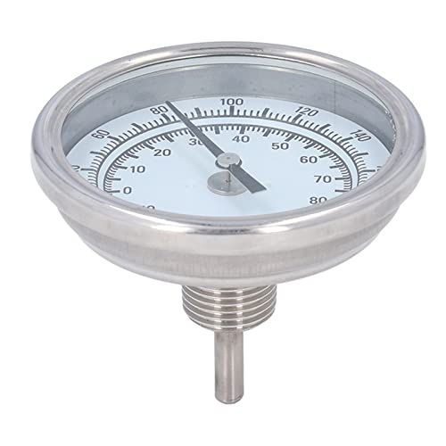 Bimetall-Thermometer, Bimetall-Thermometer G1/2 Edelstahl 304 – 15 °C bis 90 °C, 83 mm Durchmesser, hochgenaues Grillthermometer von BigKing