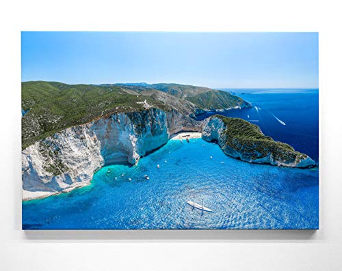 Atemberaubendes Leinwand-Bild Strand Griechenland Zakynthos - als 180x100cm großes XXL Wandbild, toll als Hintergrund & Deko für Wohnzimmer & Schlafzimmer. Fertig aufgespannt auf 4cm Holz-Keilrahmen von BilderKing