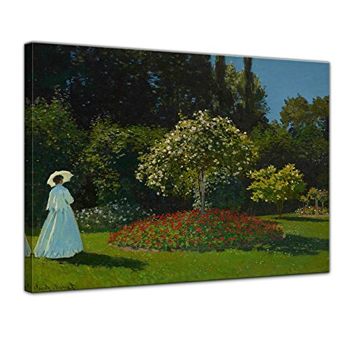 Bilderdepot24 Bild auf Leinwand | Claude Monet - Frau im Garten in 80x60 cm als Wandbild | Wand-deko Dekoration Wohnung alte Meister | NEU-180214-80x60-frig von Bilderdepot24