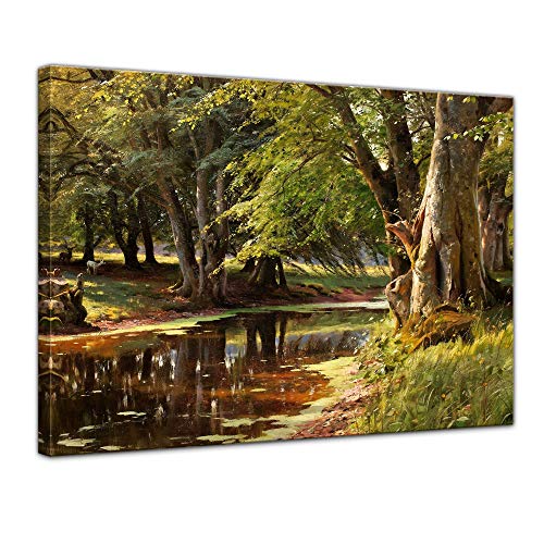 Bilderdepot24 Bild auf Leinwand | Peder Mork Mönsted - Waldlandschaft in 60x50 cm als Wandbild | Wand-deko Dekoration Wohnung alte Meister | NEU-181283-60x50-w von Bilderdepot24