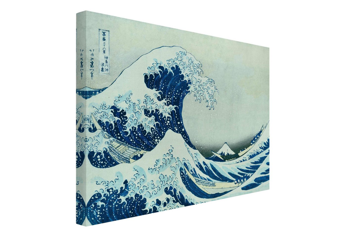Bilderdepot24 Leinwandbild Kunstdruck Katsushika Hokusai grosse Welle Kanagawa blau Leinwand XXL, Bild auf Leinwand, Leinwanddruck in vielen Größen von Bilderdepot24