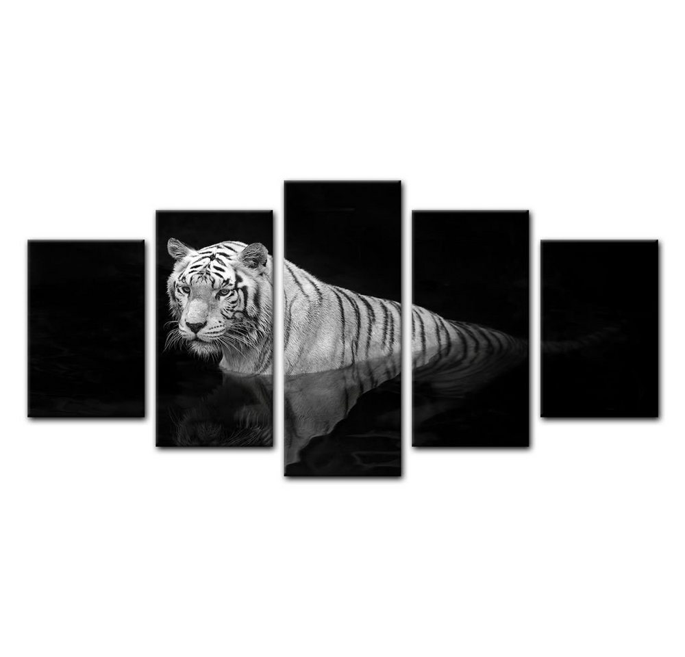 Bilderdepot24 Leinwandbild Tiger im Wasser, Tiere von Bilderdepot24