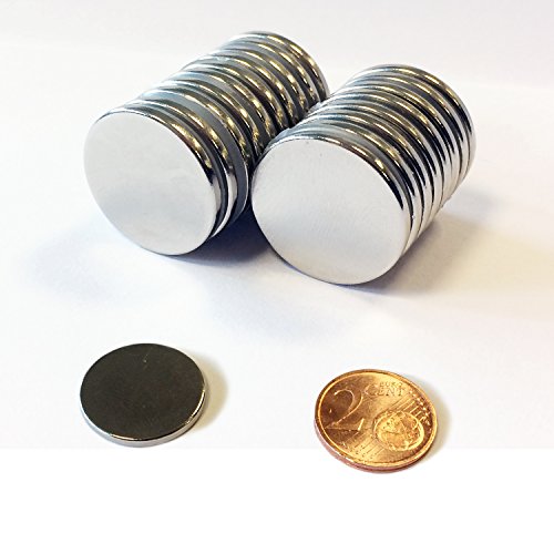 Bilderdepot24 Neodym Magnete 20x2 mm 10 Stück, extra starke Magnete passend für Glas - Magnetboards, Magnettafel, Pinnwand, Kühlschrank, Scheibenmagnet, Magnetisierung - N45 von Bilderdepot24