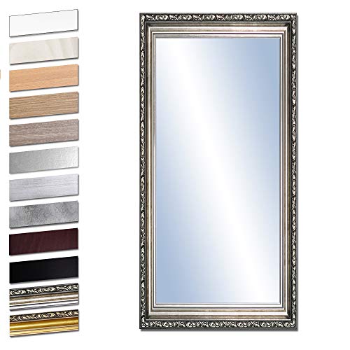 Bilderdepot24 Wandspiegel Spiegel Badspiegel Holzrahmen komplett mit Echtglas - Silber Antik - ca. 100x50 cm von Bilderdepot24