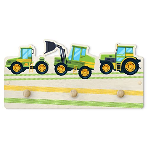 Kindergarderobe Holz - Erntemaschine, Traktor und Co, Größe HxB: 20x40 cm von Bilderwelten