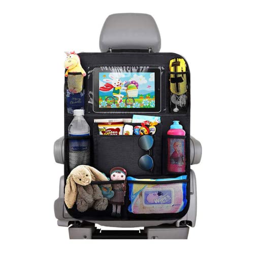 BillyBath 1 Stück Rückenlehnenschutz Auto Kinder mit 10 Zoll iPad/Tablet-Tasche, 600D Oxford Stoff Wasserdicht Autositz Rücksitz Organizer Autositzschoner Rückenlehne, Schwarz von BillyBath