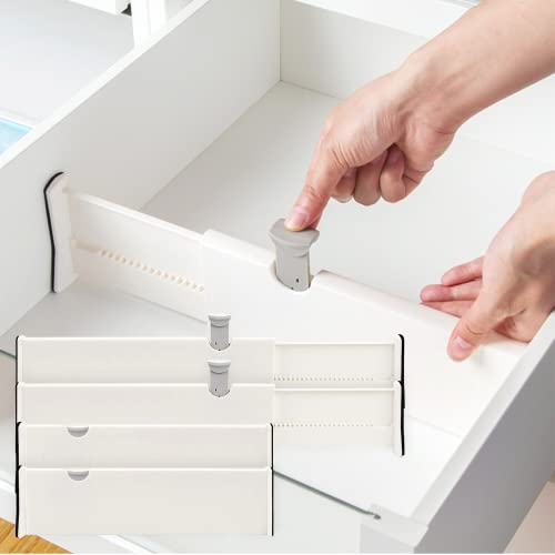 BillyBath Schubladenteiler Organizers, schubladentrenner verstellbar, 2er-Set Separatoren für kleideraufbewahrung aus mesh, Kommode, Badezimmer,Küchenspeicher, Schrank, Büro, Weiß von BillyBath