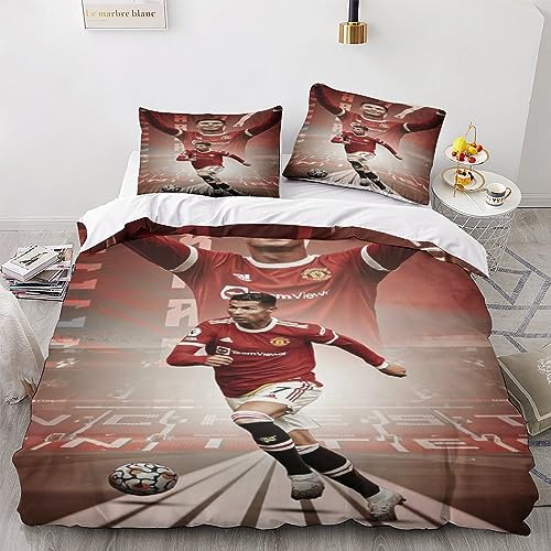 BioNyt Fußballstar Cristiano Ronaldo Bettwäsche Sets 135x200cm,Schlafkomfort Bettbezug mit 1 Kissenbezug 80 x 80cm Mikrofaser,2-Teiliges Set von BioNyt