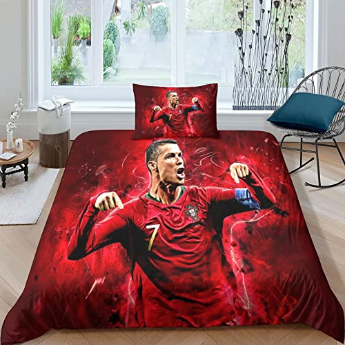 Fußball Bilder Bettwäsche Sets 135x200cm,Schlafkomfort Bettbezug mit 1 Kissenbezug 80 x 80cm Mikrofaser,2-Teiliges Set von BioNyt