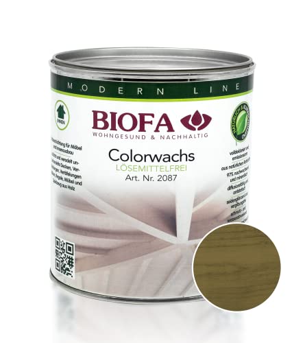 BIOFA Colorwachs lösemittelfrei farbig natürliche Holz-Wachs-Lasur mit Carnaubawachs für Holzdecken, Möbel, Spielzeug Eiche dunkel 0,375L von Biofa