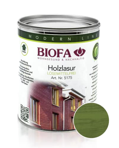 BIOFA Holzlasur farbig lösemittelfrei Holzschutz Holz Lasur 0,375L Moosgrün von Biofa