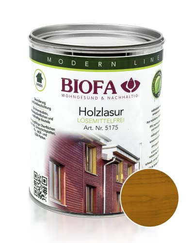 BIOFA Holzlasur farbig lösemittelfrei Holzschutz Holz Lasur 0,375L Teak von Biofa