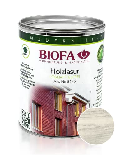 BIOFA Holzlasur farbig lösemittelfrei Holzschutz Holz Lasur 0,375L Weiß von Biofa