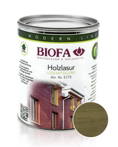 BIOFA Holzlasur farbig lösemittelfrei Holzschutz Holz Lasur 1,00L Eiche dunkel von Biofa
