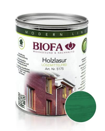 BIOFA Holzlasur farbig lösemittelfrei Holzschutz Holz Lasur 1,00L Türkis von Biofa