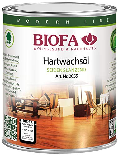 Biofa Hartwachsöl, seidenglänzend - für Parkett, Kork, Holz, Böden und zum Möbel ölen (1 Liter) von Biofa