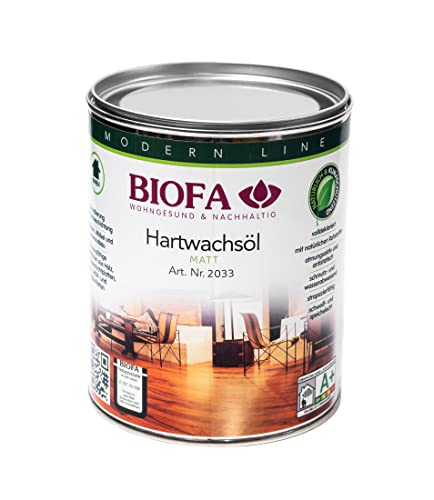 Biofa Hartwachsöl MATT 2033 0,375 Liter, Hartöl, Holzöl, Naturöl, Parkettöl, Holzbodenöl von Biofa