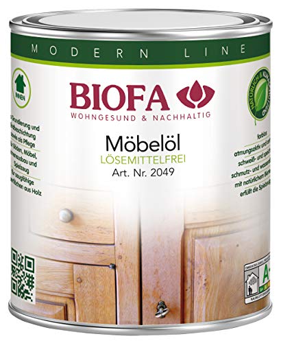 Biofa Möbelöl lösemittelfrei - Möbelpflege für rohe Holzmöbel, geölte Möbel, Innenausbau (0,375 Liter) von Biofa