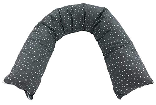 Bezug für Seitenschläferkissen/Stillkissen 200 x 35 cm (Baumwolle Sterne klein grau) von Biona