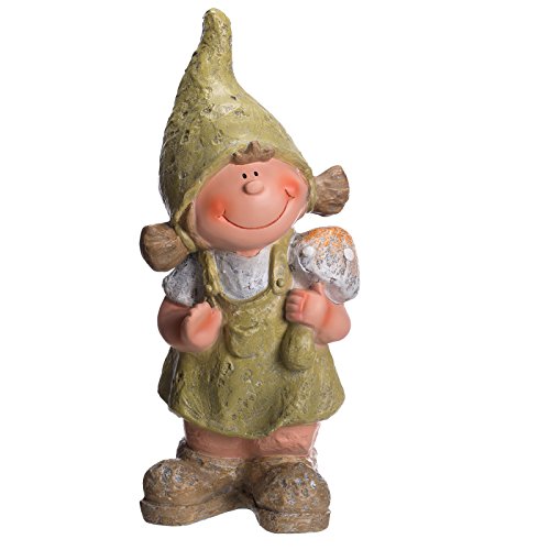 Birendy schöne Wichtel Figur Mädchen NF87121 48 cm hoch,von Hand bemalt, Gartenfigur, Deko, Dekorationsfigur für Innen und Außen, Polyresin, Gartendekoration, Gartenfigur, Skulptur von Birendy