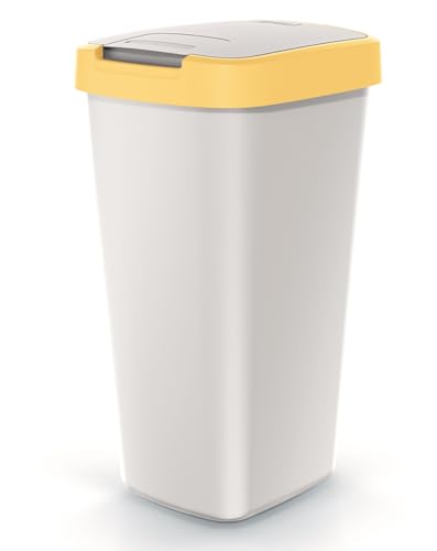 Mülleimer Müllbehälter Abfalleimer Biomülleimer Aschgrau mit Deckel Abfallsammler Mülltonne Papierkorb Schwingeimer (Gelb, 25L) von BirnePower