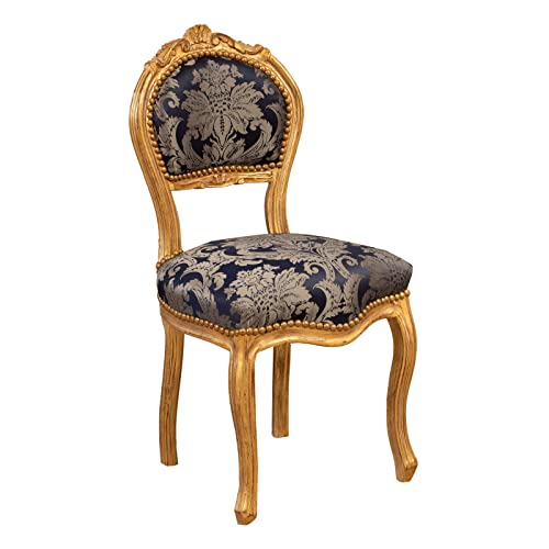 Biscottini Luigi XVI 92 x 40 x 42 cm | Französischer Antik-Stil | Schlafzimmerstuhl | Stühle im Barockstil Gold, Holz, Media von Biscottini
