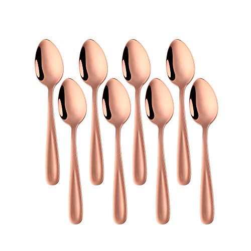 BISDARUN Kaffeelöffel Teelöffel Set 18/10 Edelstahl 8 Stück Rose Gold Mokkalöffel kleine Löffel für Espress Dessert 5,5 Inch(13,5 CM) von BISDARUN