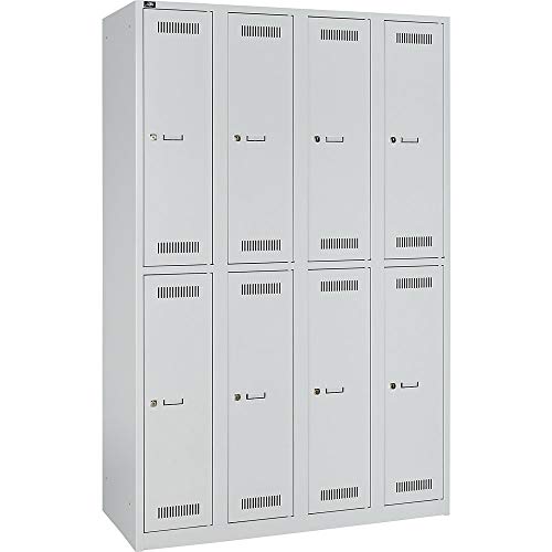 Bisley LIGHT Garderobenschrank, Metall, Lichtgrau, 4 Abteile. 8 Fächer von Bisley LIGHT