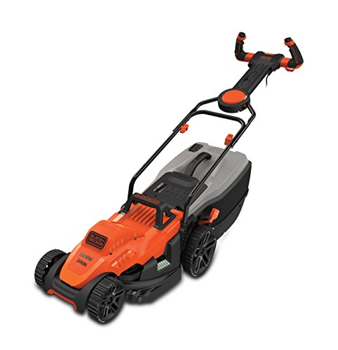 Black+Decker Elektro-Rasenmäher mit EasySteer Lenkgriff (1.400W, 34cm Schnittbreite, 6-fach Höhenverstellung, 40l Grasfangbehälter, ideal für mittlere Gärten) BEMW461ES 34 cm Orange von Black+Decker