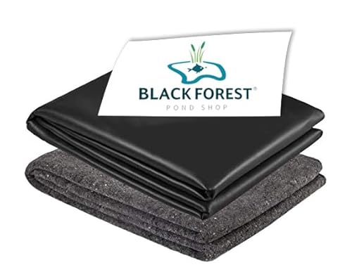 Black Forest Pond Shop Teichfolie EPDM - 1,00 mm, 9m x 10m Schwarz + 300g Teichvlies - für Teich Gartenteich Zierteich - 9,15 x 10 m von Black Forest Pond Shop