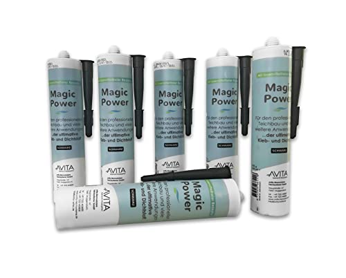 Magic Power Kleber für Teichfolie Reparatur und Abdichtung - Ideal für EPDM und PVC - DIY Teichzubehör - 6 x 290 ml von Black Forest Pond Shop