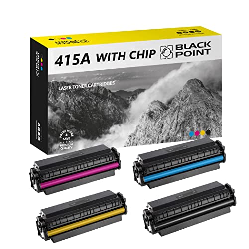 BLACK POINT Toner Kompatibel zu HP 415A mit Chip W2030A W2031A W2032A W2033A für HP Color Laserjet Pro M454dn, M454dw, MFP M479dw, MFP M479fdn, MFP M479fdw, MFP M479fnw von BLACK POINT