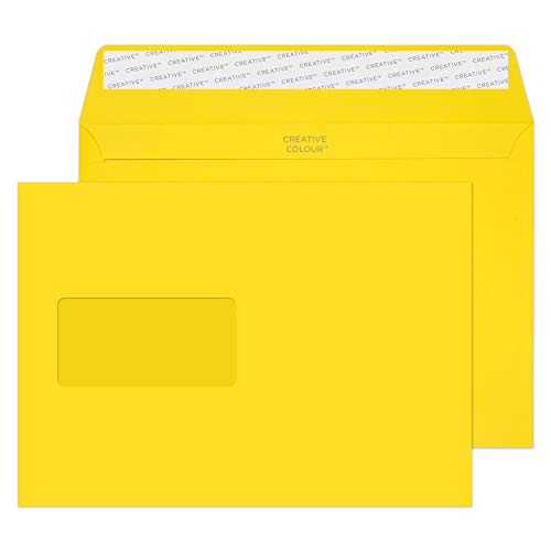 Blake Envelopes Creative Colour 303W Briefumschläge Haftklebung Mit Fenster Bananen Gelb C5 162 x 229 mm - 120g/m² | 500 Stück von Blake