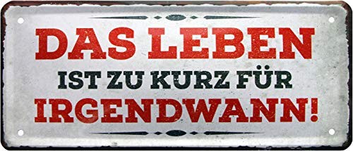 WOGEKA ART Retro Blechschild - Das Leben ist zu kurz für Irgendwann - witziger Spruch als Geschenk-Idee zum Geburtstag Weihnachten Dekoration 28x12 cm Vintage-Design Metall 974 von WOGEKA ART