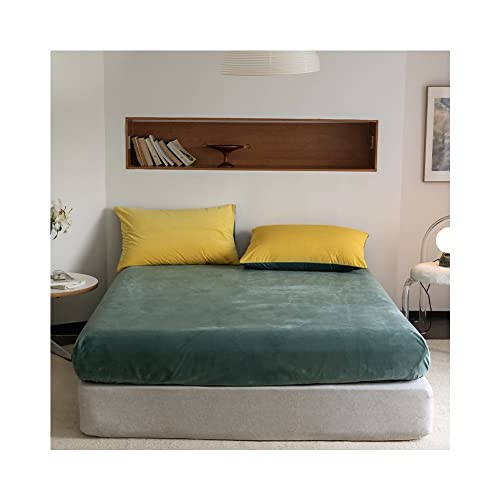 Warme Fleece Spannbettlaken Cashmere Touch Kuschelig Flauschig Plüsch Flanell Bettlaken Spannbetttuch 90x200 120x200 150x200 180x200 for Matratzen bis 25cm (Color : Green, Size : Fitted Sheet 180x20 von Bleyoum