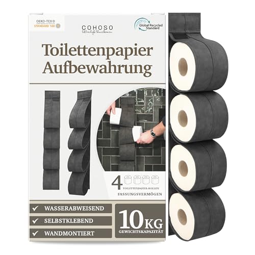 COHOSO® Toilettenpapier Aufbewahrung für Wand, Klopapier Aufbewahrung, Ersatzrollenhalter für Toilettenpapier ohne Bohren, Klorollenaufbewahrung, WC Papier Aufbewahrung, Toilettenpapieraufbewahrung von BlezLiving dutch authentic