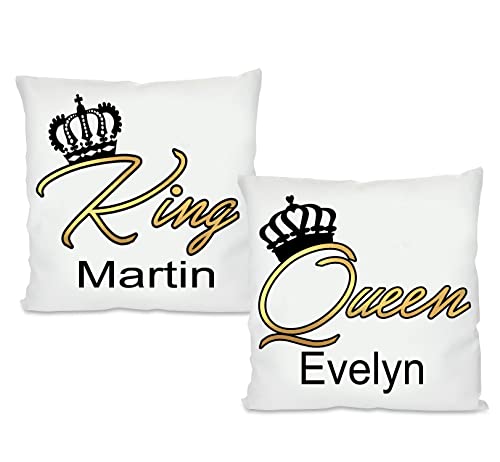 King & Queen Partnerkissen personalisiert mit Namen Liebste| Fotokissen | Motivkissen | bedrucktes Kissen | Baumwolle | Kissen | Kuschelkissen (Set: King & Queen, ohne Kissenfüllung) von Blickfang