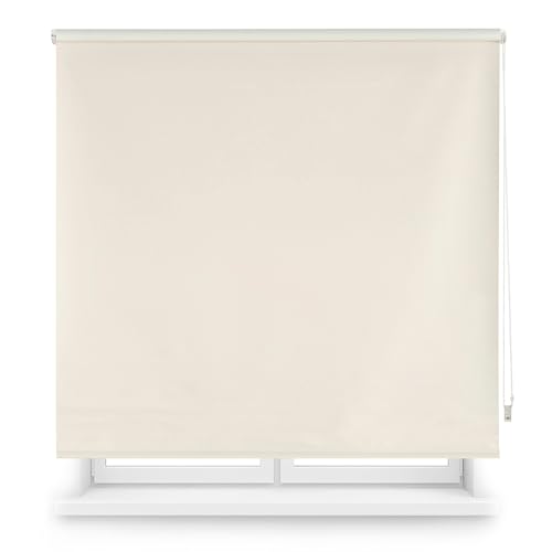 Blindecor Verdunkelungsrollo nach Maß | Beige | 85 x 230 cm (Breite x Höhe) Stoffgröße 82 x 225 cm | Verdunkelungsrollo für Fenster von Blindecor