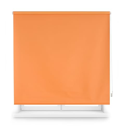 Blindecor Verdunkelungsrollo nach Maß | Orange | 120 x 230 cm (Breite x Höhe) Stoffgröße 117 x 225 cm | Verdunkelungsrollo für Fenster von Blindecor