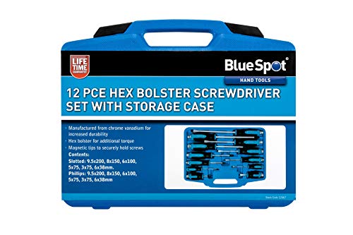 BlueSpot Tools 12067 Sechskant-Schraubendreher-Set mit Aufbewahrungskoffer, 12-teilig von Blue Spot Tools