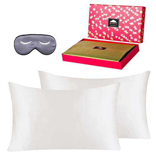 BlueHills Kopfkissen und Geschenkset mit Augenmaske in Geschenkbox (100% reine Seide) (2er Pack) 22 Momme Std. S221 von BlueHills