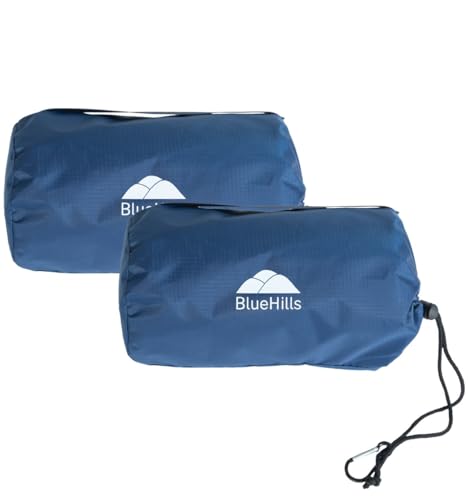 BlueHills Ultrakompakte Reisedecke, 2 Stück, groß, weich, gemütlich, tragbar, mit Tragetasche und für Flug, Flugzeug, Auto, Camping, Hotel, Blau, C203-2PK-Navy von BlueHills